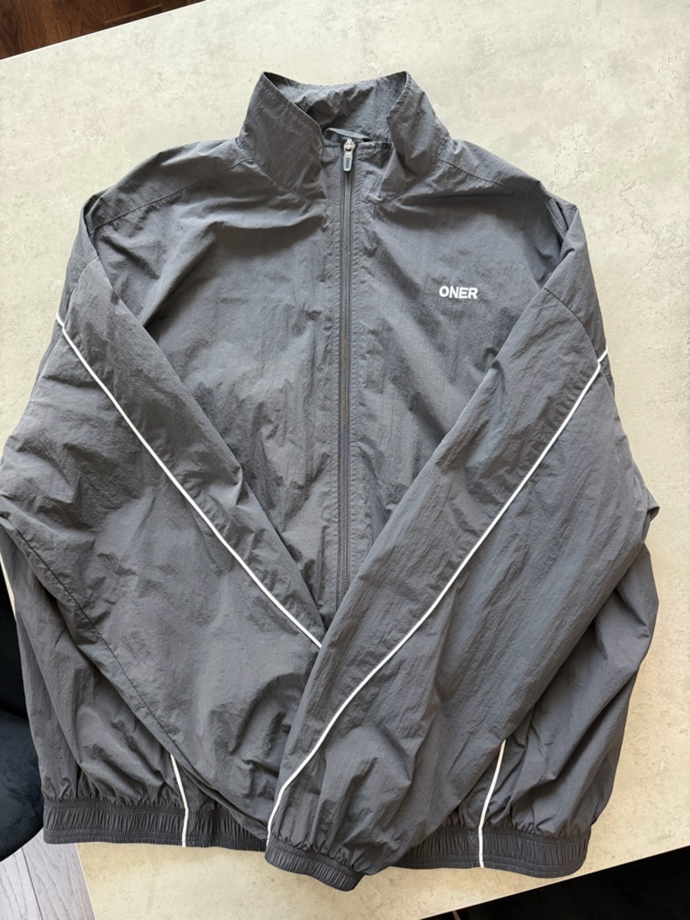Oner Active Oversize Piped Woven Track Jacket Black/White Size Small - Picture 2 of 5